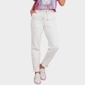 NEW Judy Blue High Waist Denim Jogger Jeans Women's Plus 14W Ivory NWT